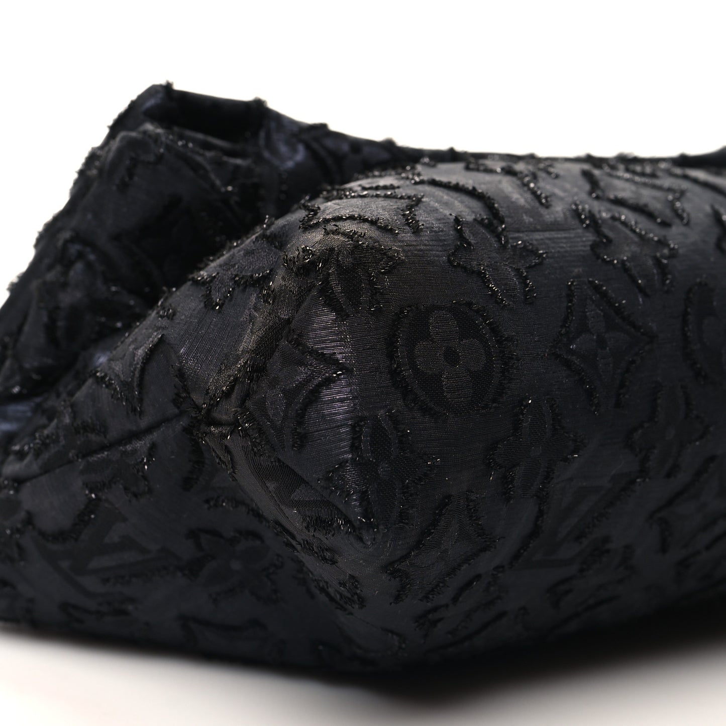 Lurex Quilted Monogram Altair Clutch  Black