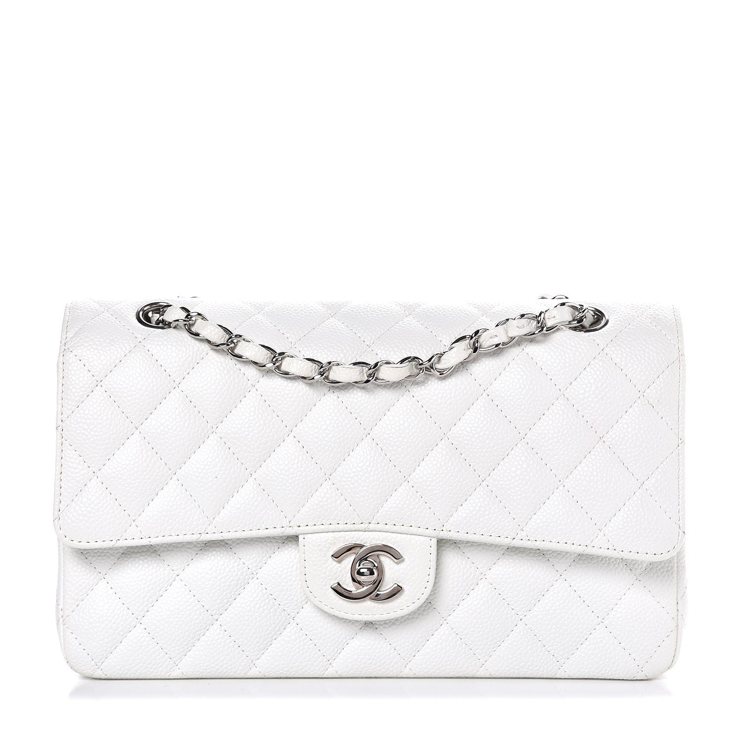 Chanel Caviar Quilted Medium Double Flap White 1 of 10