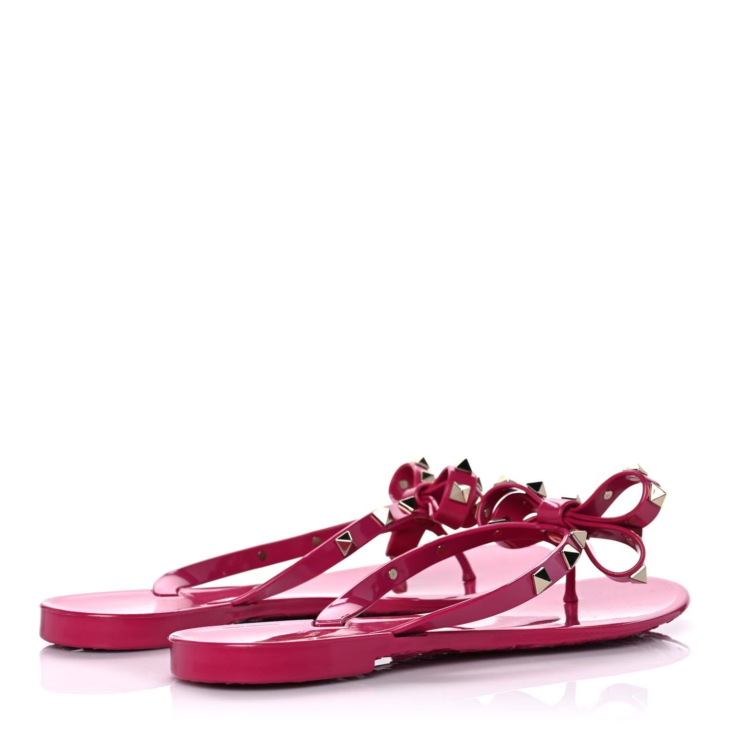 Valentino Garavani PVC Jelly Rockstud Bow Thong Sandals 39 Blossom 4 of 8