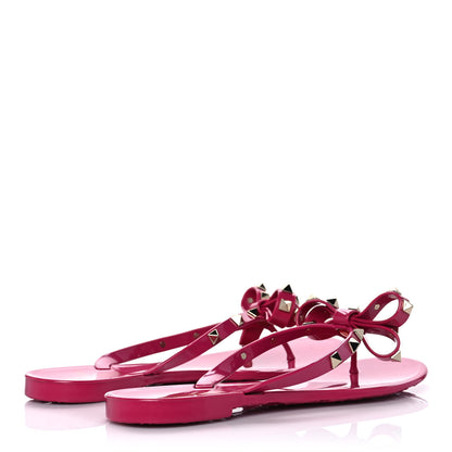 Valentino Garavani PVC Jelly Rockstud Bow Thong Sandals 39 Blossom 4 of 8