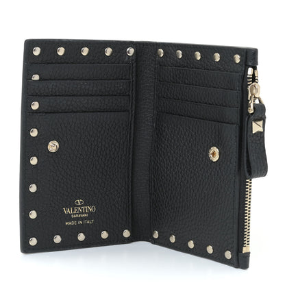 Valentino Garavani Pebbled Calfskin Rockstud Coin Case Card Holder Black 5 of 9