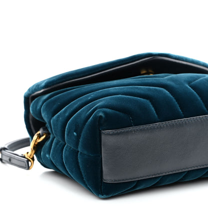 Saint Laurent Velvet Y Quilted Monogram Toy Loulou Chain Satchel Dark Ottanio 8 of 10