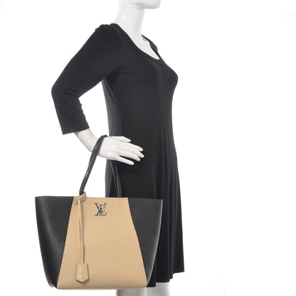 Louis Vuitton Calfskin Lockme Cabas Vanille Black 2 of 9