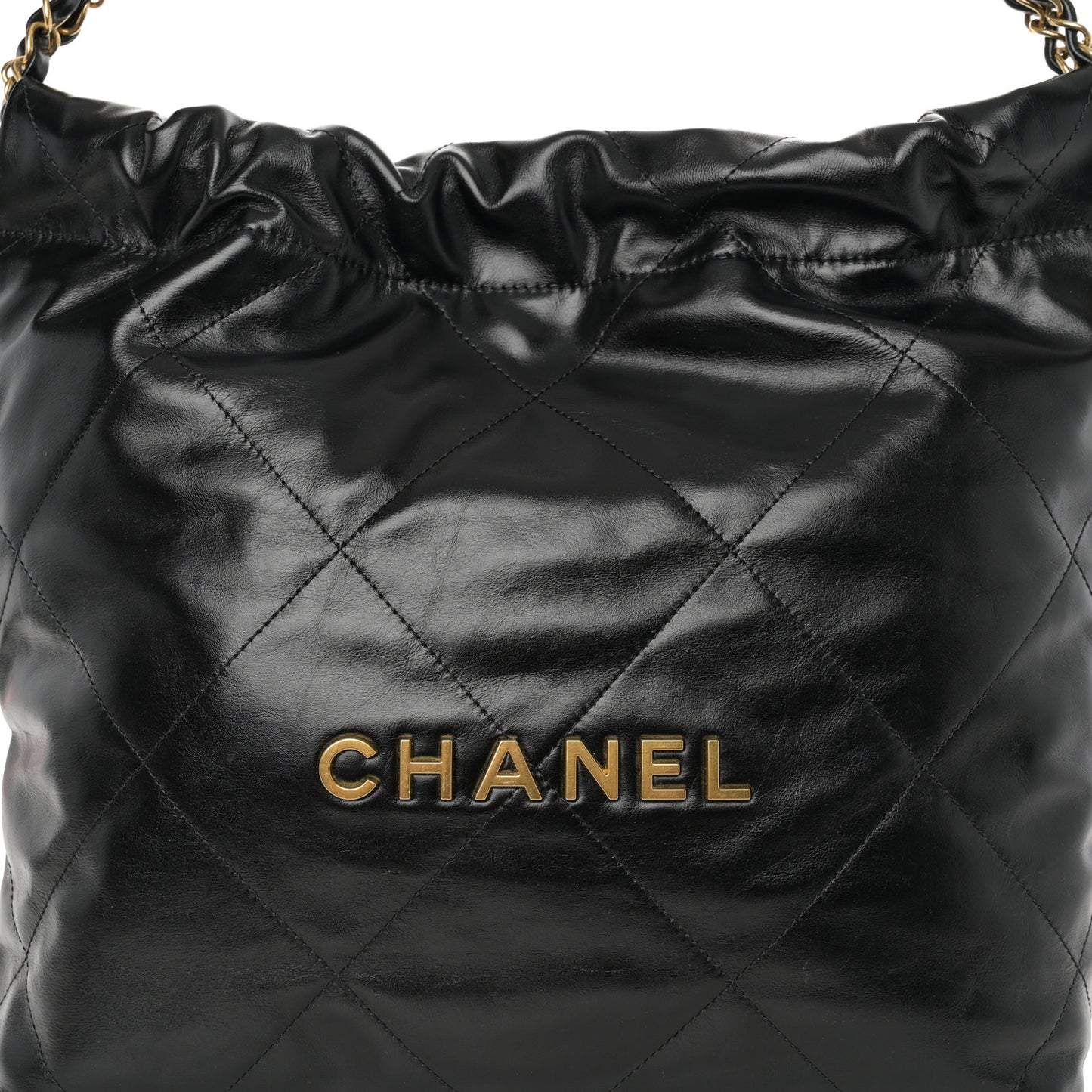 Shiny Calfskin Quilted Small Chanel 22 Black