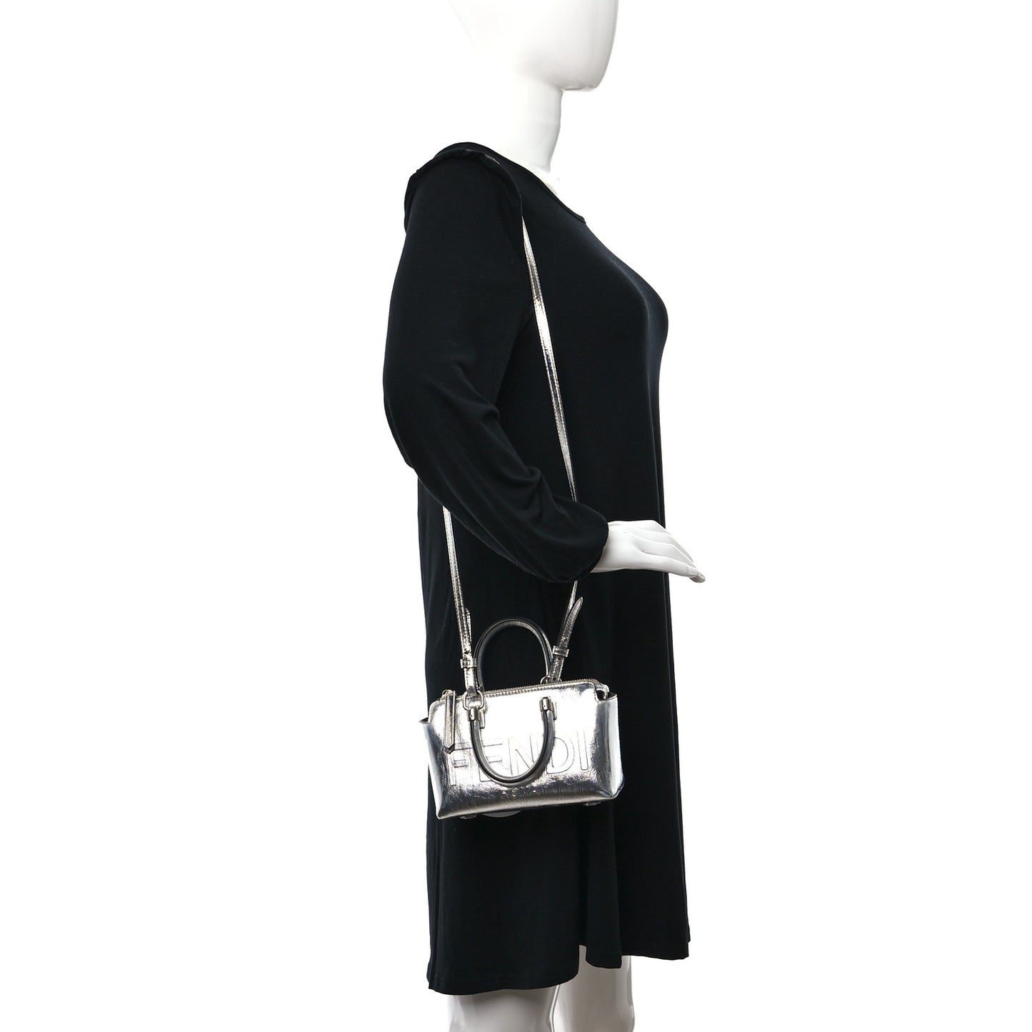 Rock Millenium Logo Embossed Mini By The Way Top Handle Boston Bag Argento