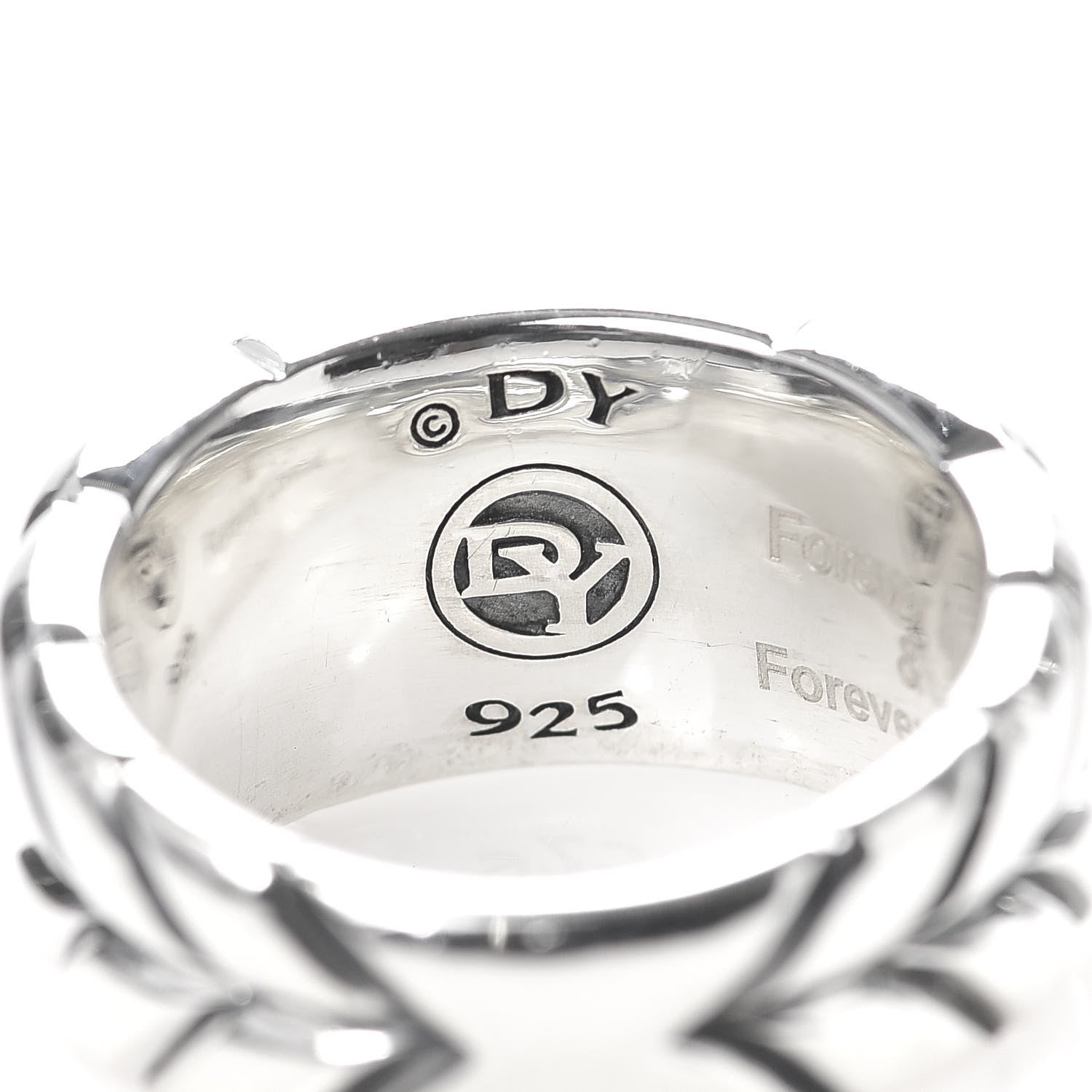 David Yurman Sterling Silver Black Diamond Chevron Signet Ring 54 7 5 of 6