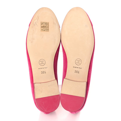 Chanel Velvet Cap Toe Ballerina Flats 36.5 Pink 5 of 8