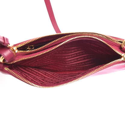 Prada Tessuto Nylon Soft Calf Double Zip Crossbody Bag Ibisco 5 of 9