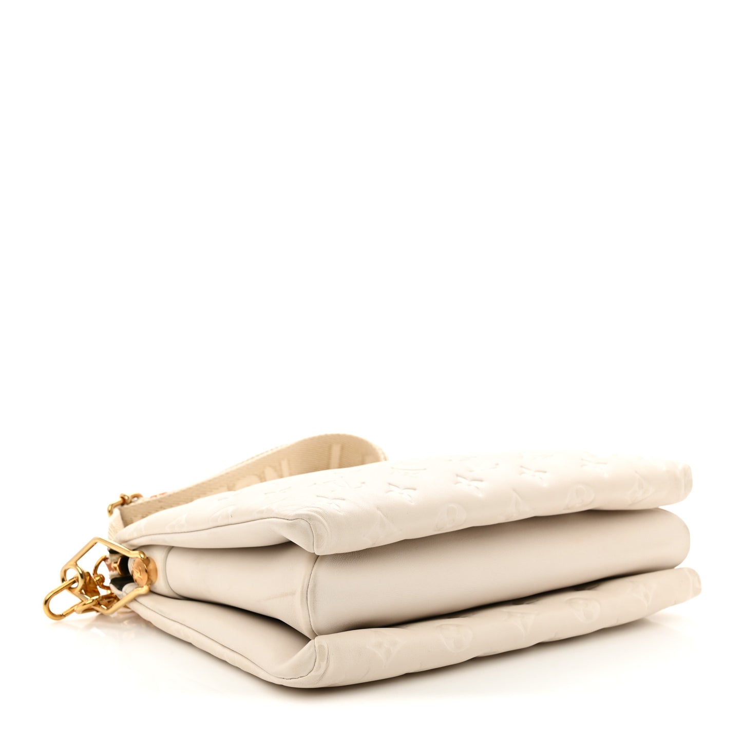 Lambskin Embossed Monogram Coussin PM Beige Cream