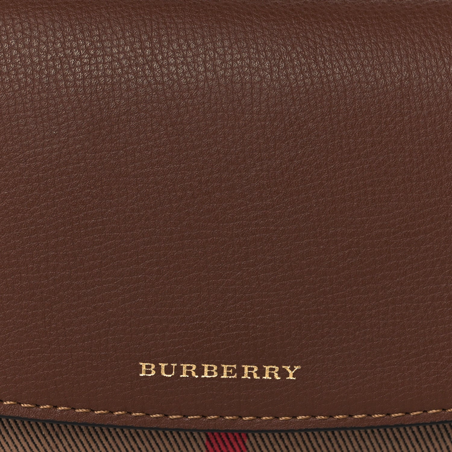 Burberry Derby Calfskin House Check Henley Wallet On Chain Tan 8 of 10