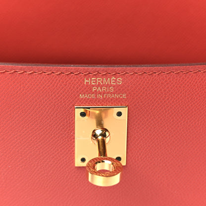 Hermes Madame Calfskin Kelly Sellier 25 Capucine Sanguine 6 of 10