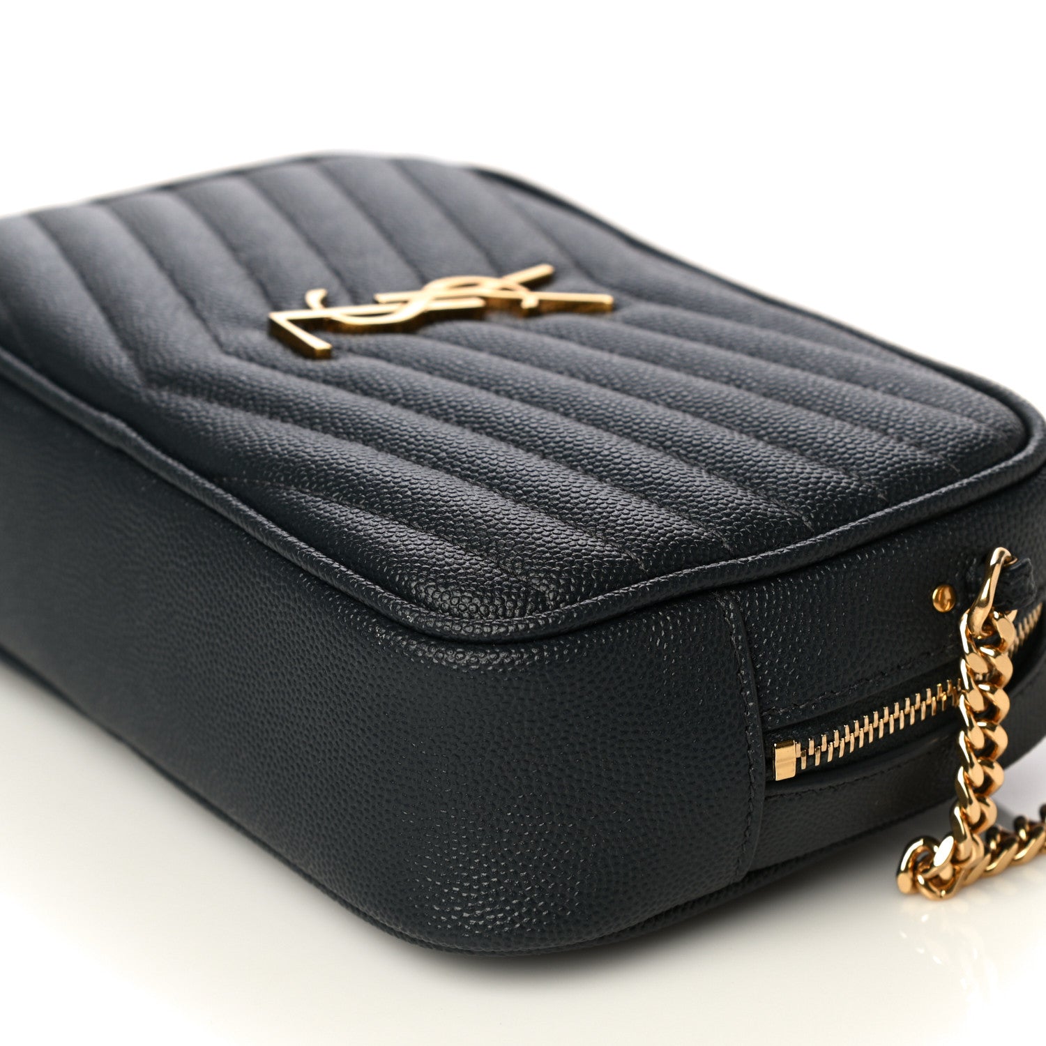 Saint Laurent Grain De Poudre Matelasse Monogram Mini Lou Camera Bag Dark Smog 9 of 9