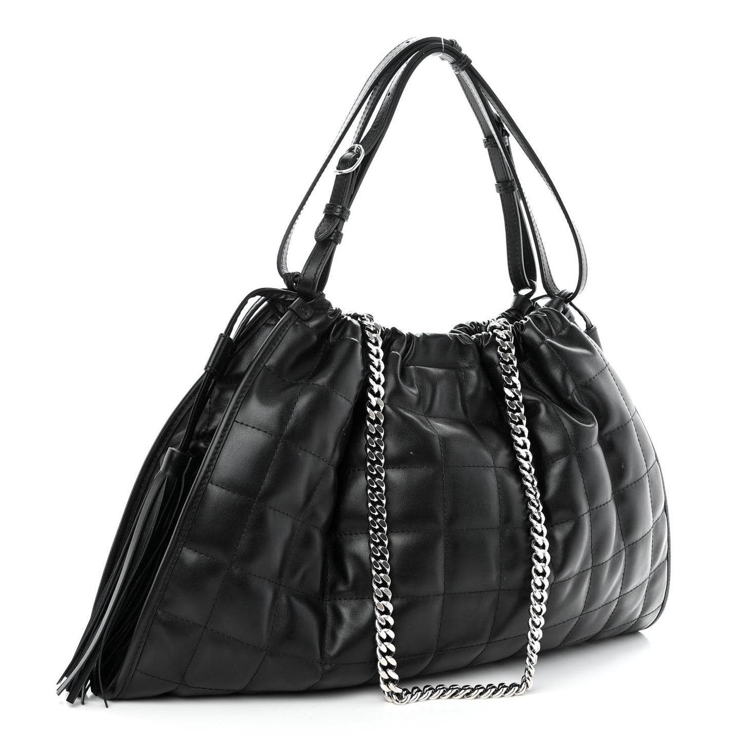 Calfskin Quilted Medium Deco Tote Bag Black