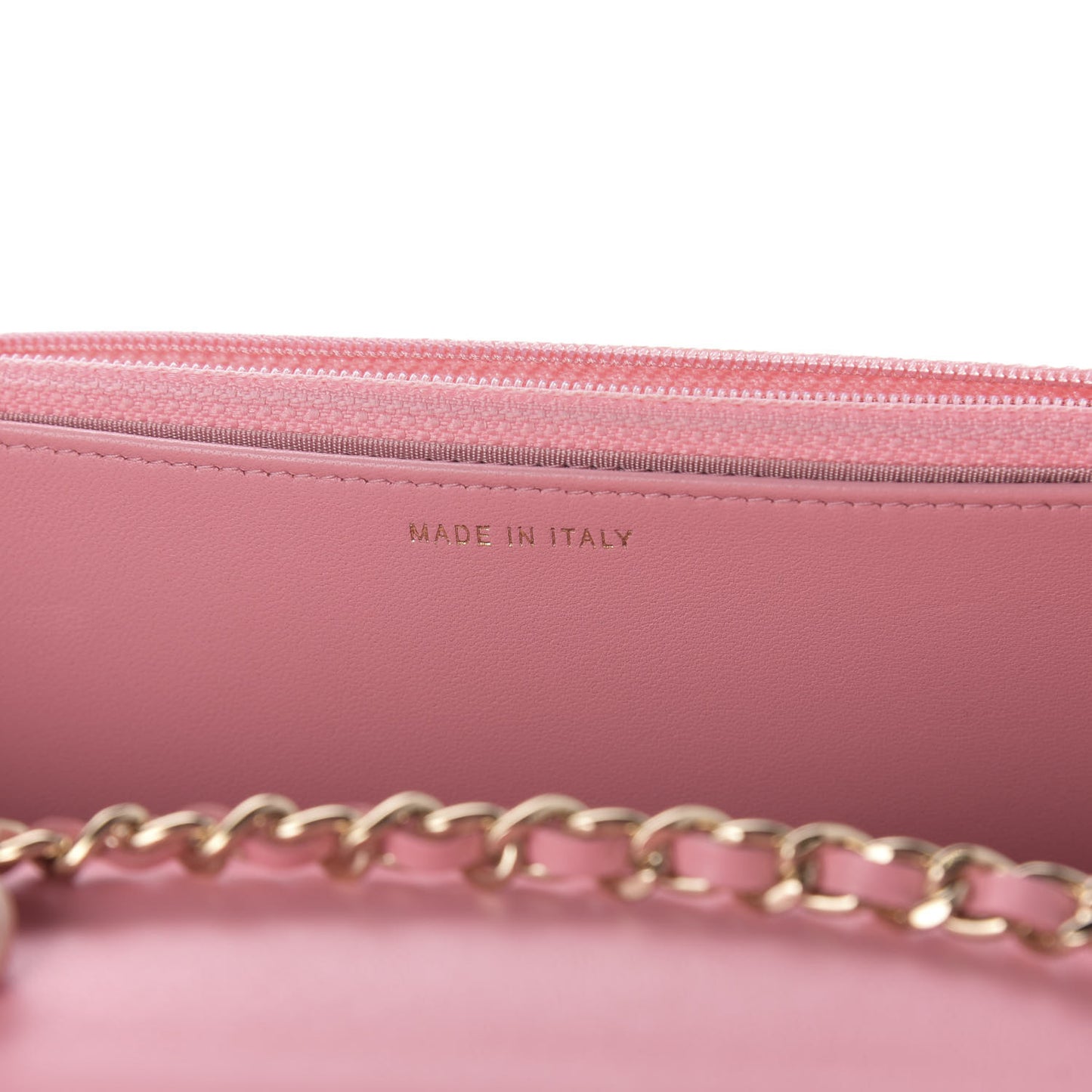 Lambskin Quilted Trendy CC Wallet On Chain WOC Pink