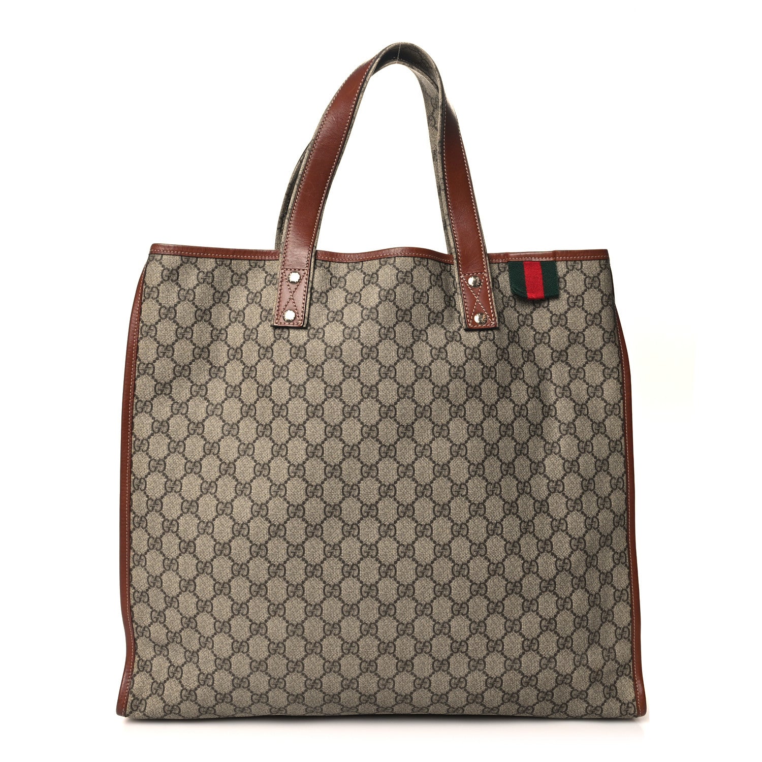 Gucci GG Plus Monogram Large Signature Web Loop Tote Brown 1 of 10