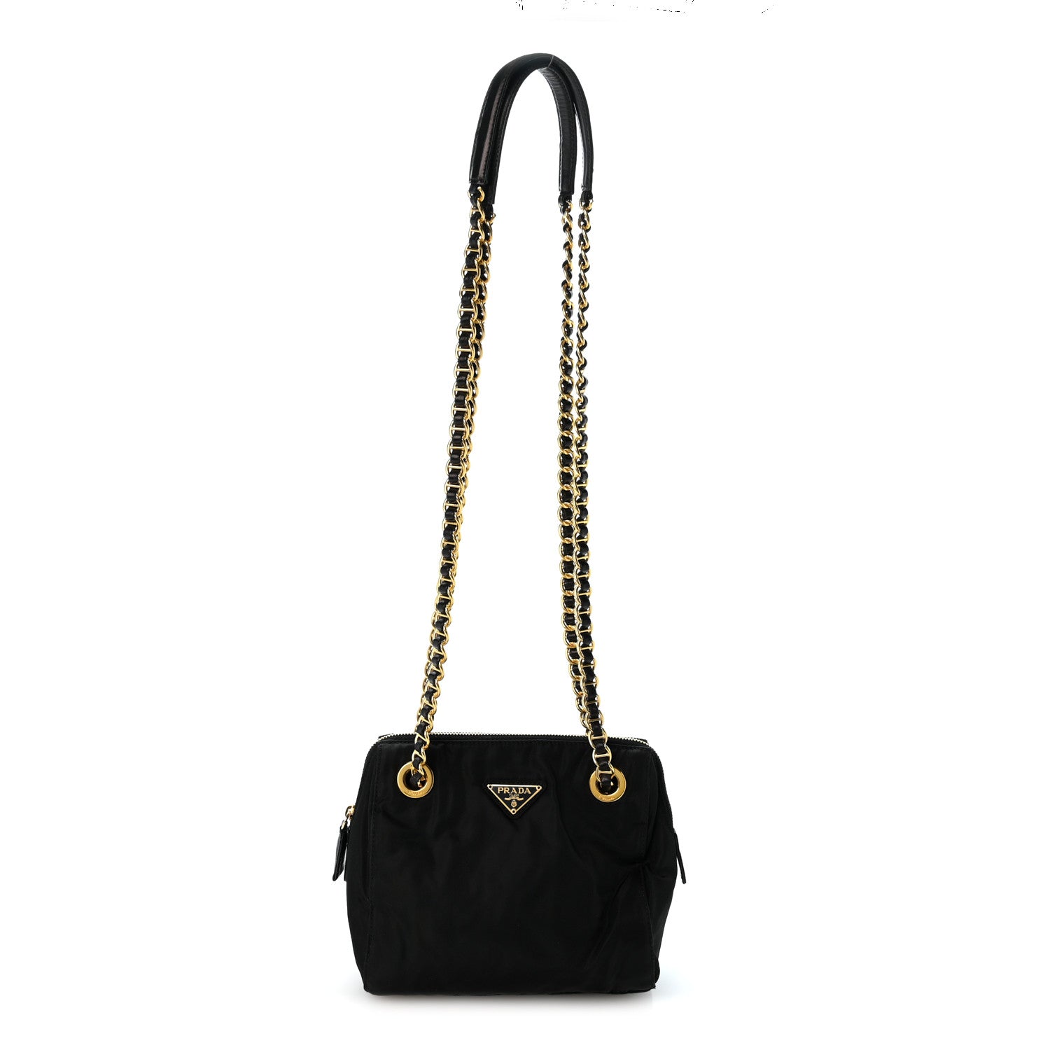 Prada Tessuto Nylon Acciaio Chain Shoulder Bag Black 1 of 12