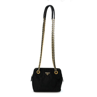 Prada Tessuto Nylon Acciaio Chain Shoulder Bag Black 1 of 12