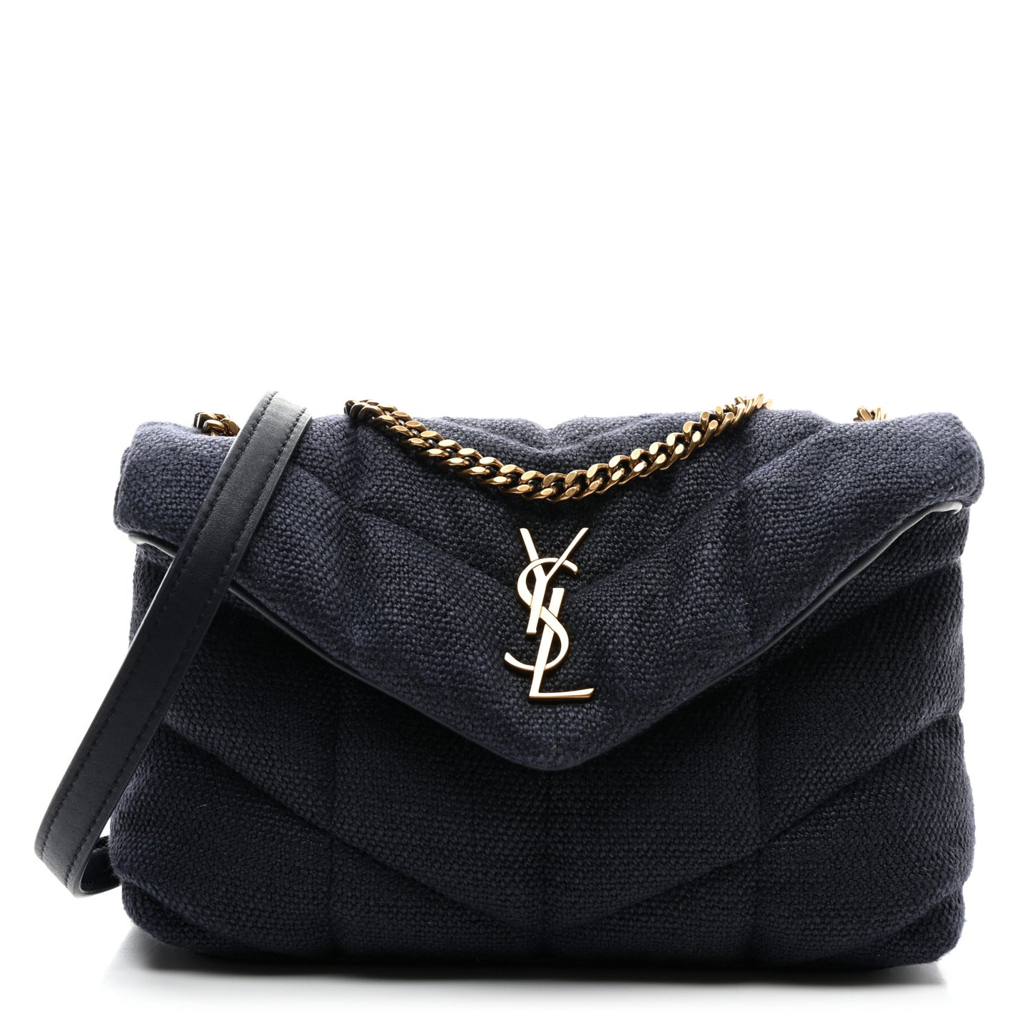 Canvas Quilted Toy Loulou Puffer Monogram Chain Satchel Deep Marine