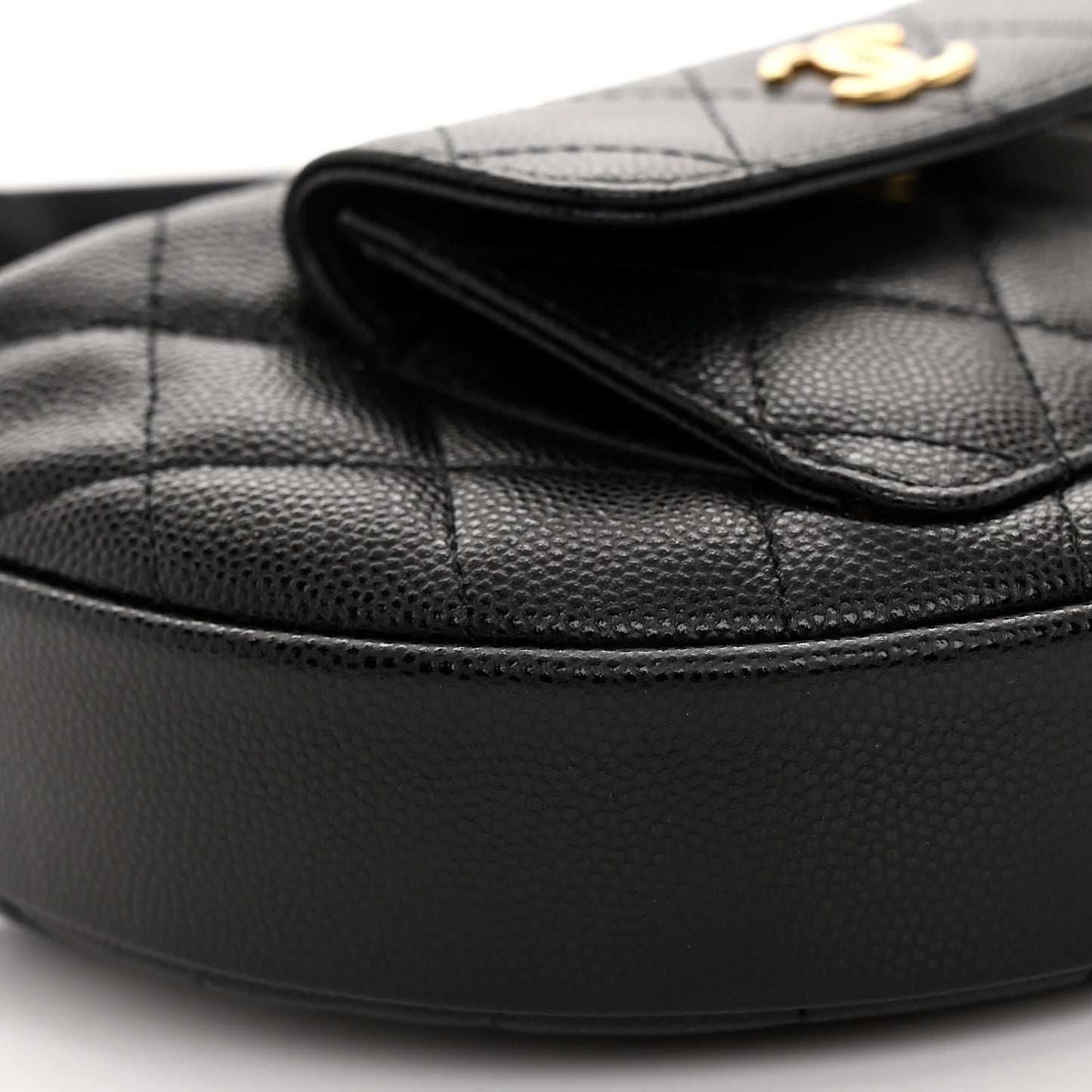 Caviar Quilted Polly Pocket Pouch Hobo Black