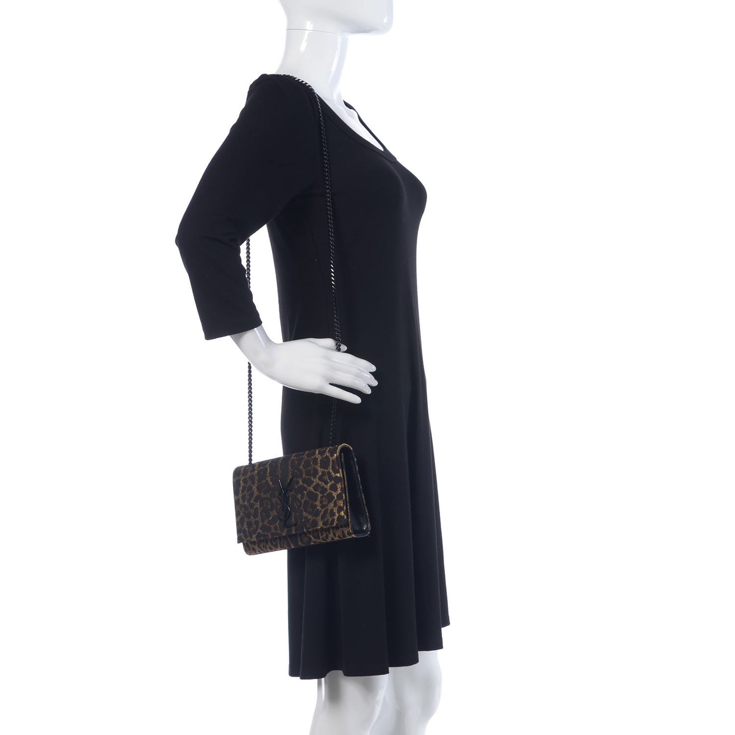 Jacquard Leopard Small Monogram Kate Satchel Oro Natural