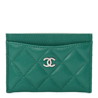 Chanel Metallic Caviar Quilted Card Holder Green 1 of 10