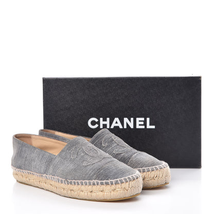 Chanel Striated Suede Espadrilles 37 Dark Grey 16 of 16