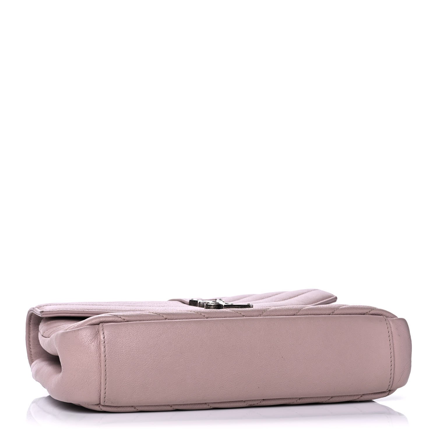 Saint Laurent Sheepskin Matelasse Chevron Monogram Medium College Bag Rose Poudre 4 of 19