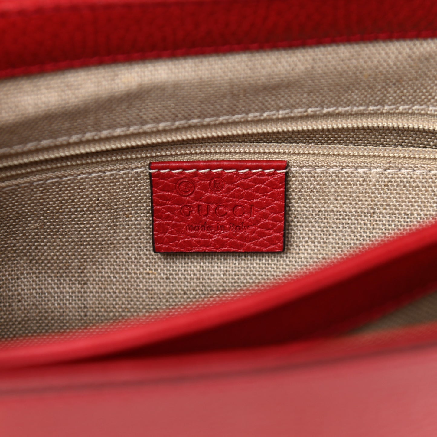 Dollar Calfskin Interlocking G Top Handle Shoulder Bag Red