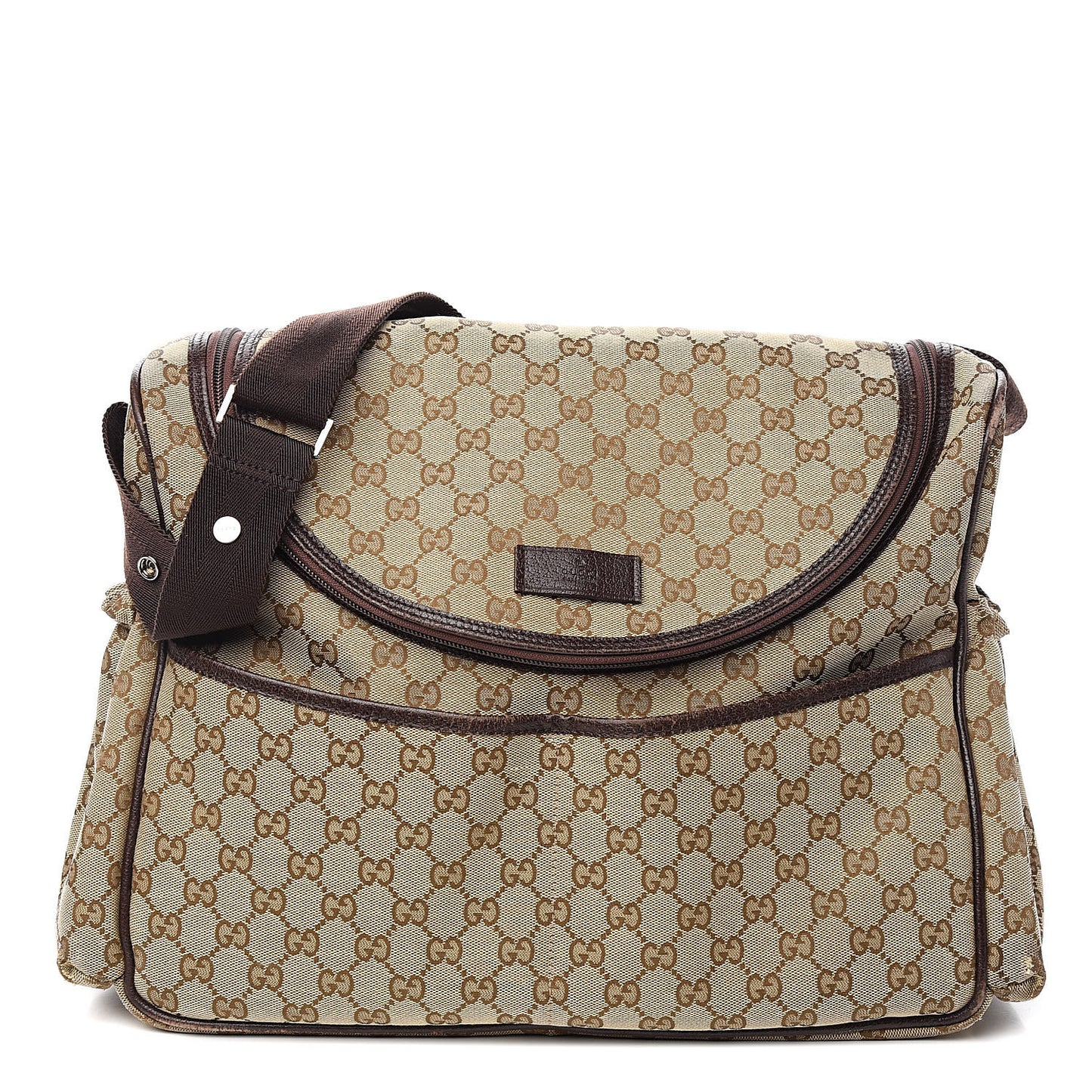 Monogram Natural Pigskin Large Diaper Bag Beige Ebony Cocoa Dark Chocolate