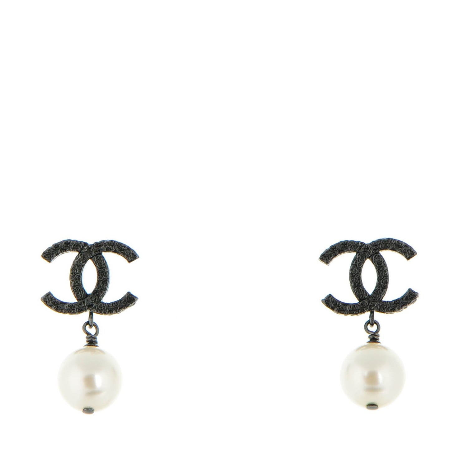 Ruthenium Pearl CC Drop Earrings