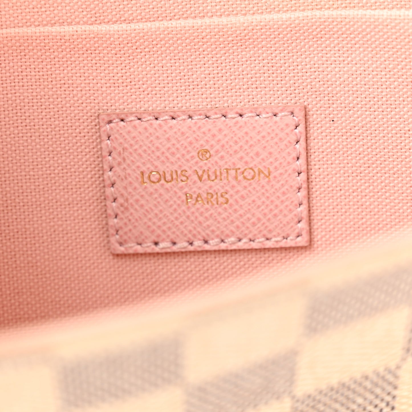 Damier Azur Pochette Felicie Chain Wallet Rose Ballerine