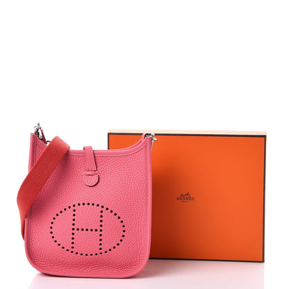 Hermes Taurillon Clemence Amazone Evelyne TPM Rose Azalee Rouge Pivoine 8 of 8