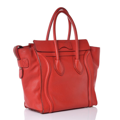 Celine Drummed Calfskin Micro Luggage Coquelicot 3 of 7
