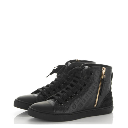 Louis Vuitton Calfskin Embossed Monogram Punchy High Top Sneakers 34 Black 3 of 7
