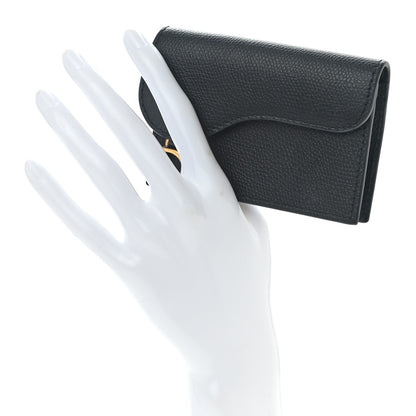 Christian Dior Grained Calfskin Saddle Card Holder Black 2 of 8
