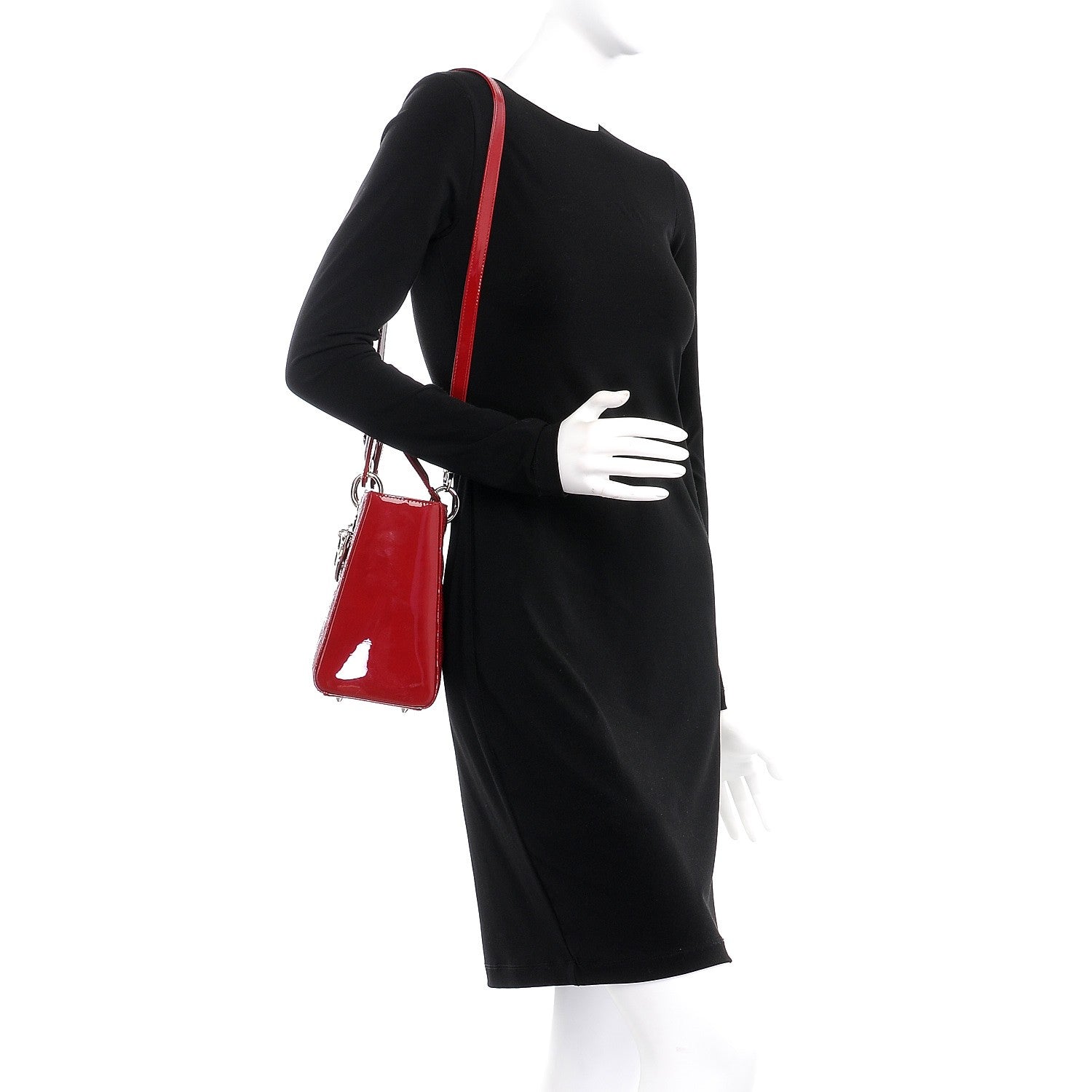 Christian Dior Patent Cannage Medium Lady Dior Red 2 of 10