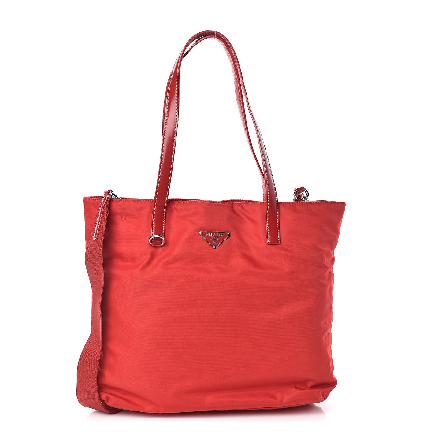 Tessuto Nylon Spazzolato Mini Shopping Tote Rosso