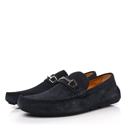 Gucci Suede Mens Horsebit Driver Loafers 9 Navy 3 of 8