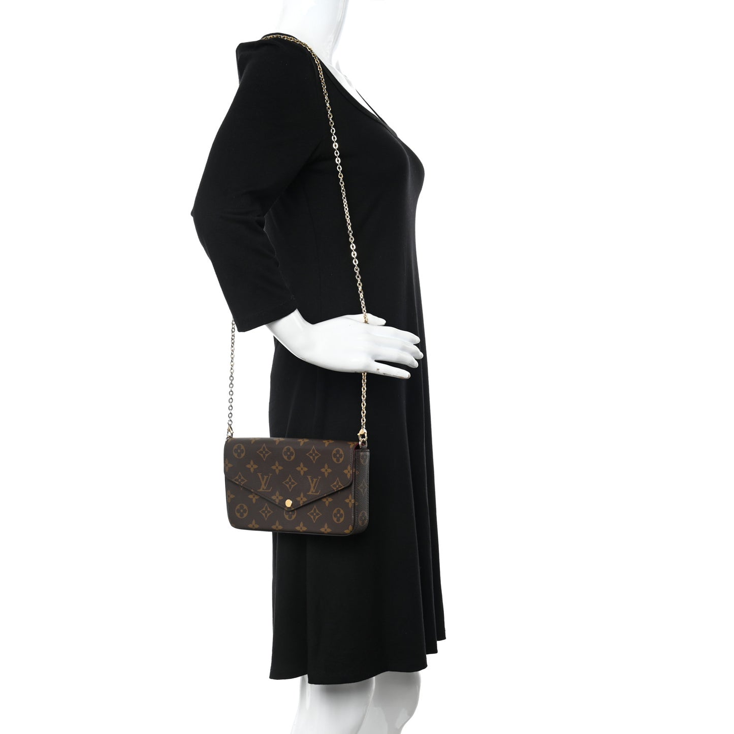 Monogram Pochette Felicie Chain Wallet Fuchsia