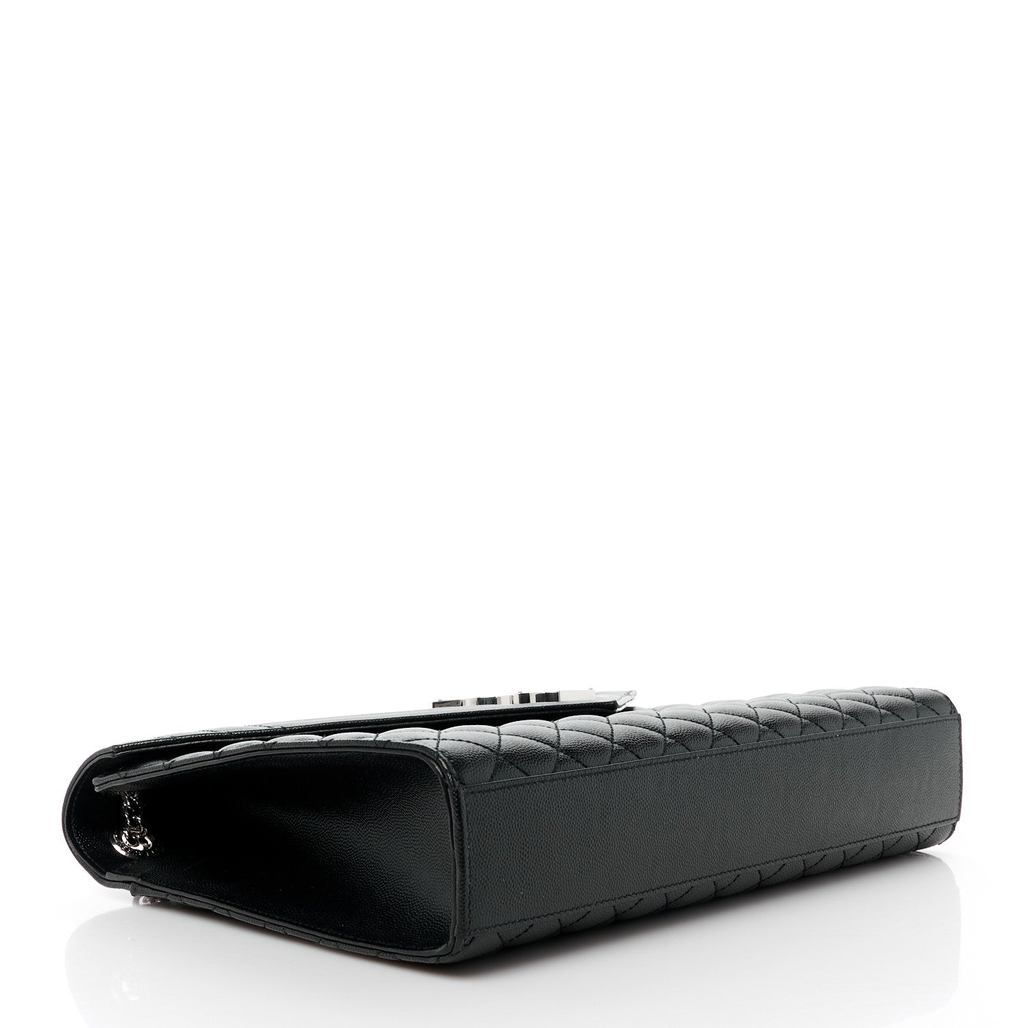 Saint Laurent Grain De Poudre Textured Mixed Matelasse Large Triquilt Monogram Satchel Black 4 of 11