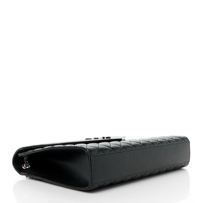 Saint Laurent Grain De Poudre Textured Mixed Matelasse Large Triquilt Monogram Satchel Black 4 of 11