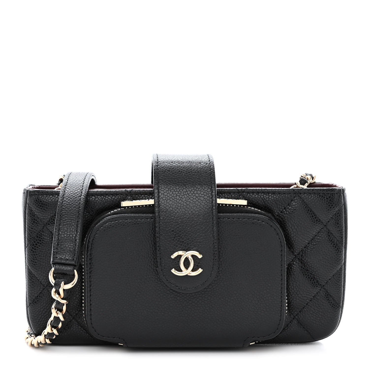 Chanel Caviar Quilted Business Affinity Phone Holder With Chain Black 1 of 16