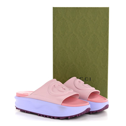 Gucci Soft Rubber Womens Interlocking G Platform 42mm Slide Sandals 40 Sugar Pink 10 of 10
