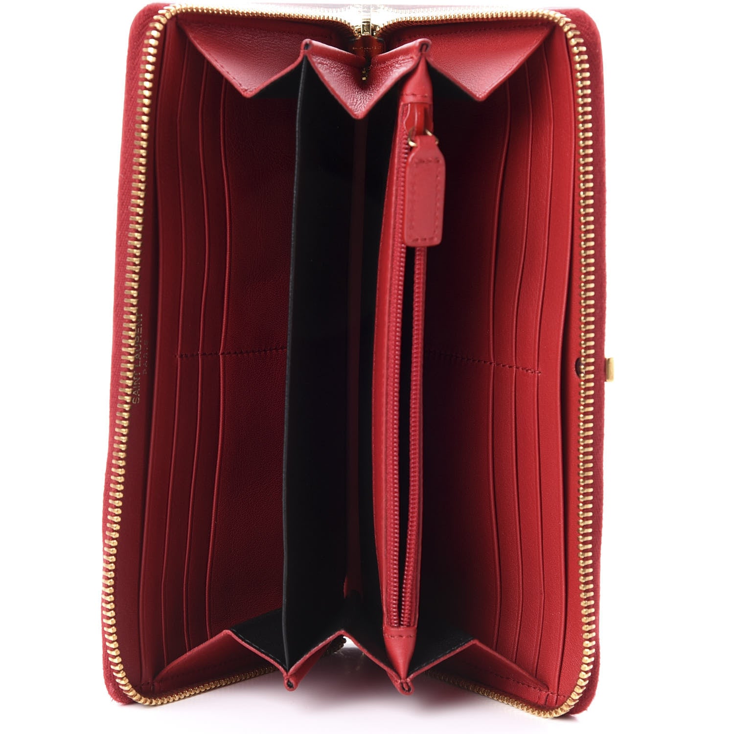 Saint Laurent Calfskin Classic Y Ligne Zip Around Wallet Red 5 of 7