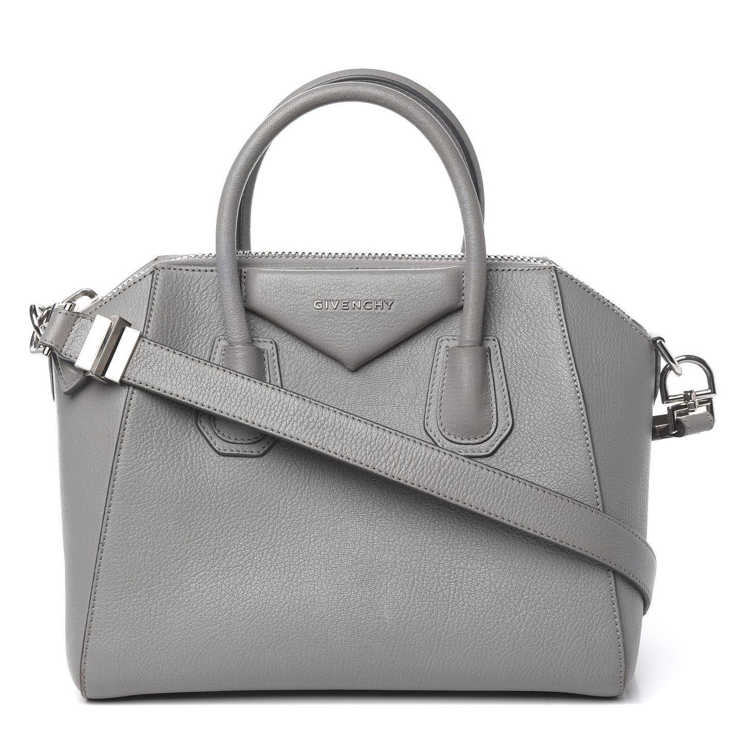 Sugar Goatskin Small Antigona Pearl Grey