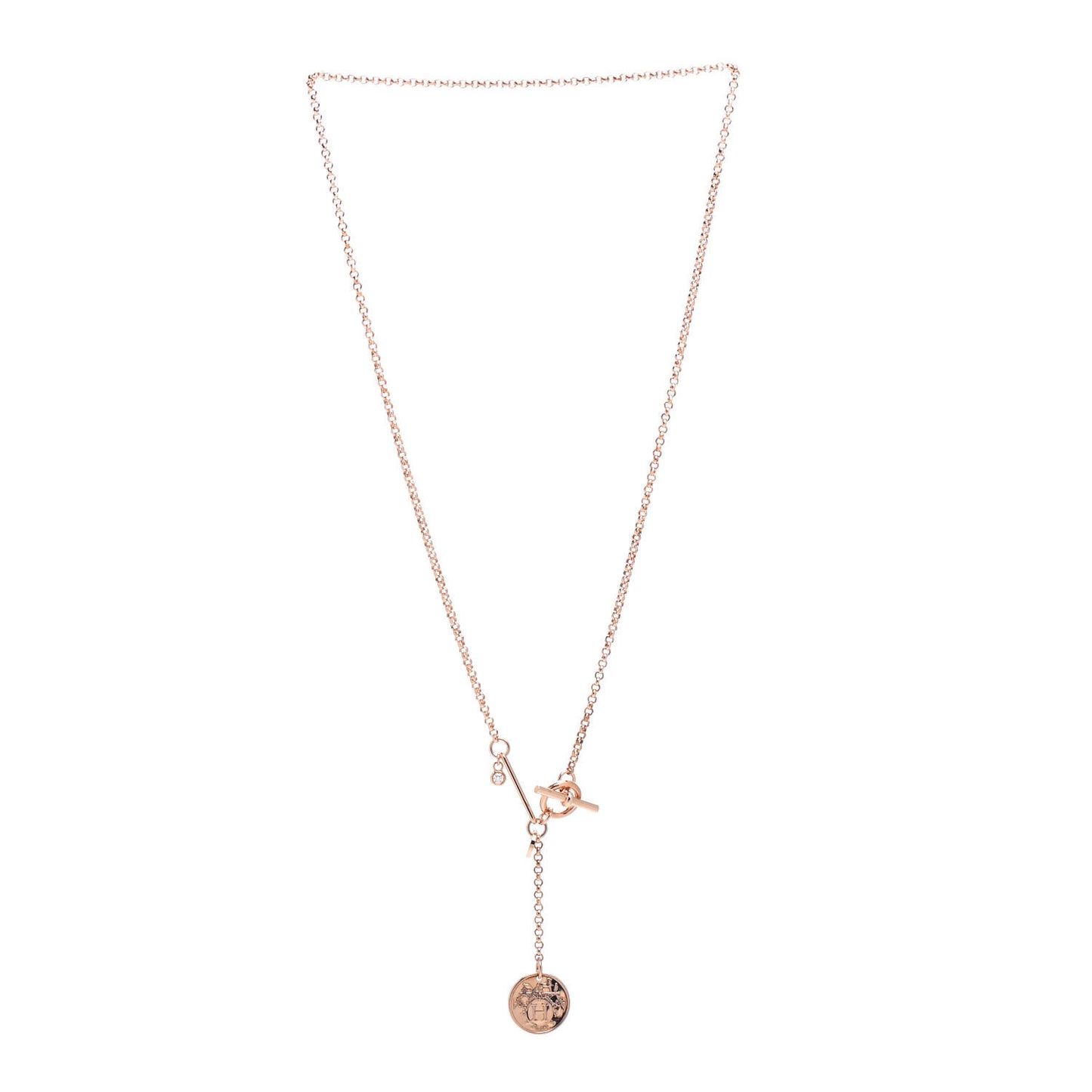 18K Rose Gold Diamond PM Ex-Libris Pendant Necklace