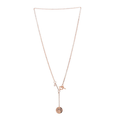 Hermes 18K Rose Gold Diamond PM Ex-Libris Pendant Necklace 2 of 5