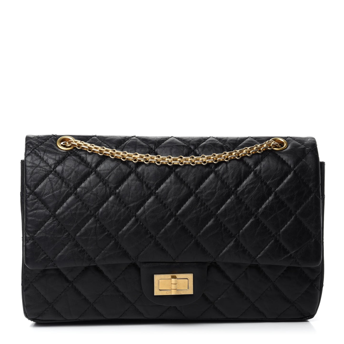 Aged Calfskin Quilted 2.55 Reissue 227 Flap Black