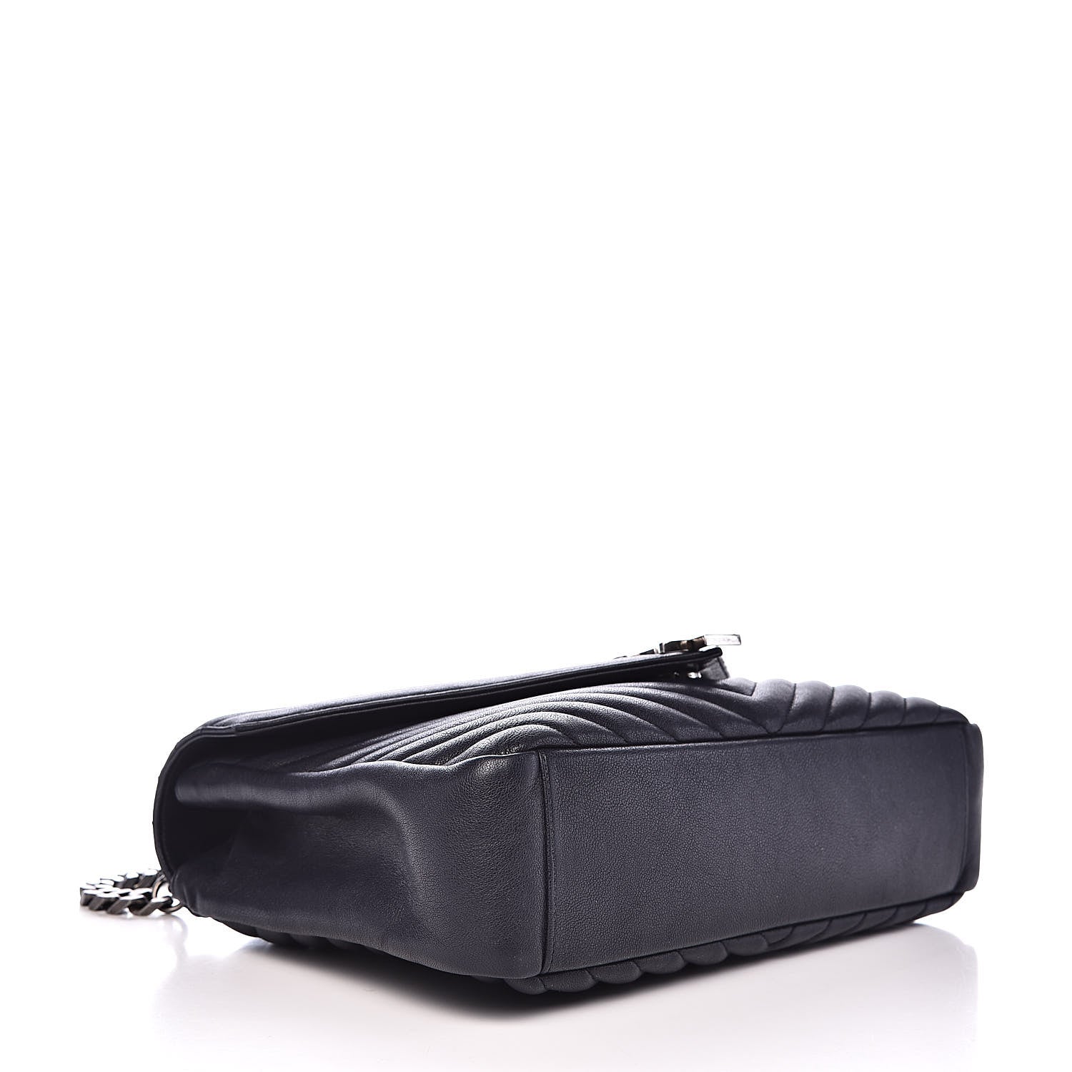 Saint Laurent Sheepskin Matelasse Chevron Monogram Large College Satchel Navy Blue 4 of 11