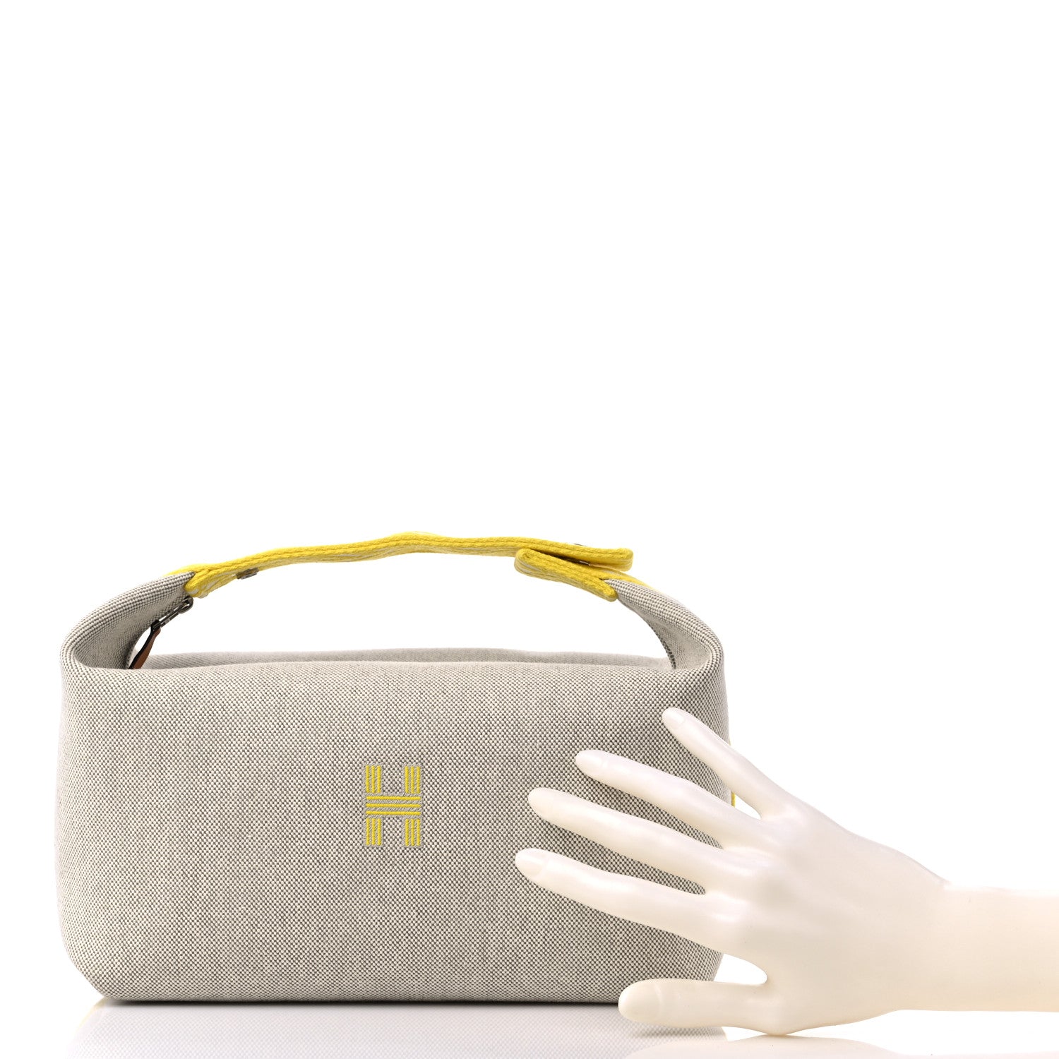 Hermes Canvas Large Bride-A-Brac Pouch Jaune Citron 2 of 9